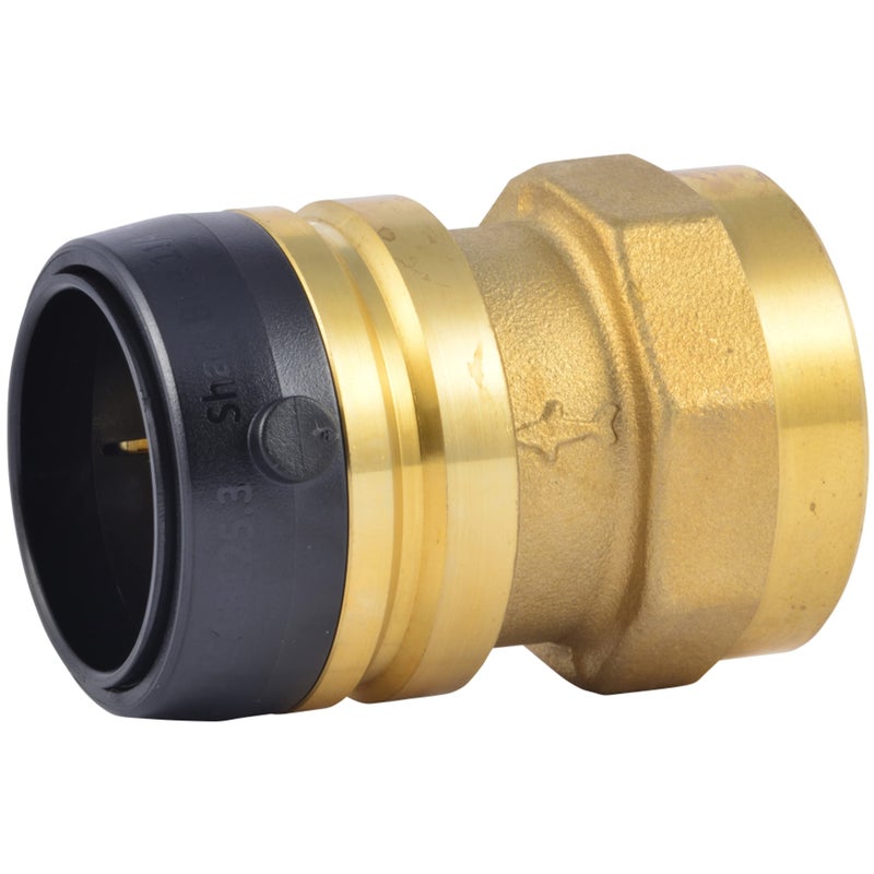 SharkBite 1-1/4 Inch FNPT Adapter, Push to Connect Brass Plumbing Fitting, PEX Pipe, Copper, CPVC, PE-RT, HDPE, UXL113532F - Image 1